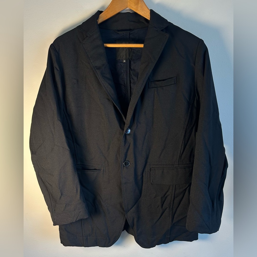 Pas de Calais Men's Blazer Sport Jacket Size 40 Black Wrinkle Treatment Japan